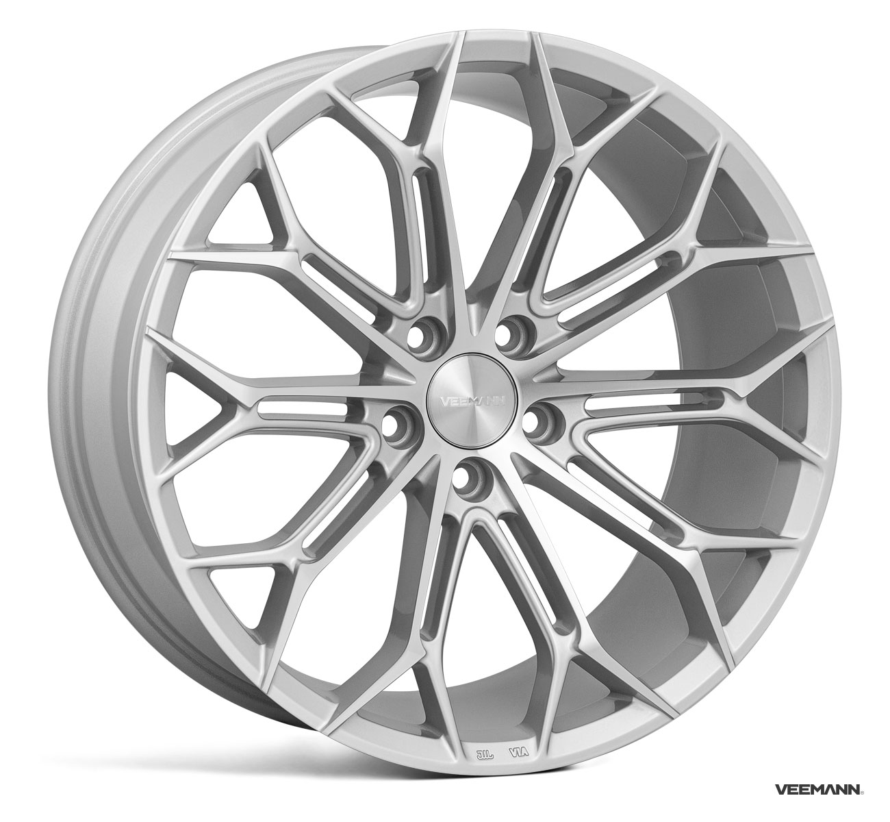 NEW 19  VEEMANN V FS41 ALLOY WHEELS IN SILVER POL WITH WIDER 9 5  REARS